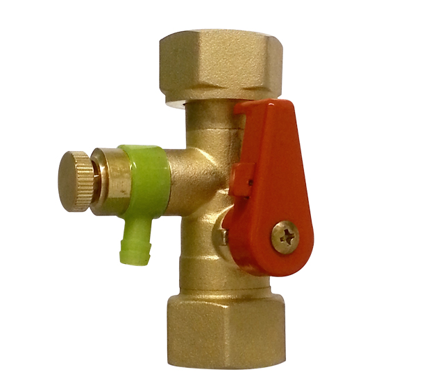 8025102: Serviceventil med avtapping og utlufting 3/4"