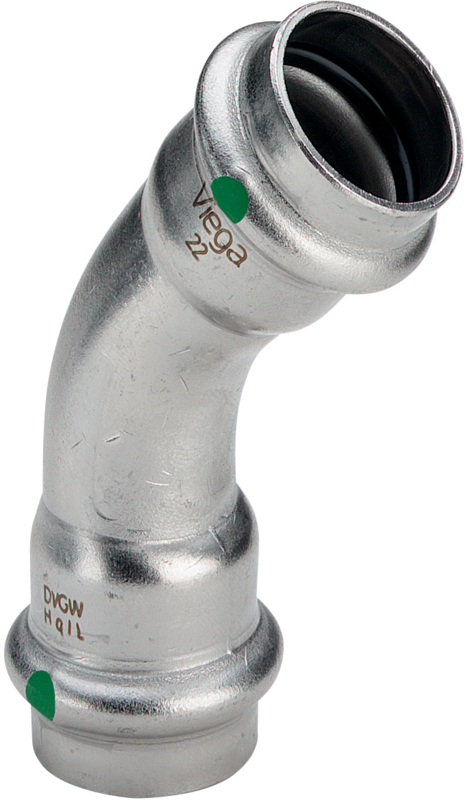 5043843: Sanpress inox bend 45° m/2 muffer 15