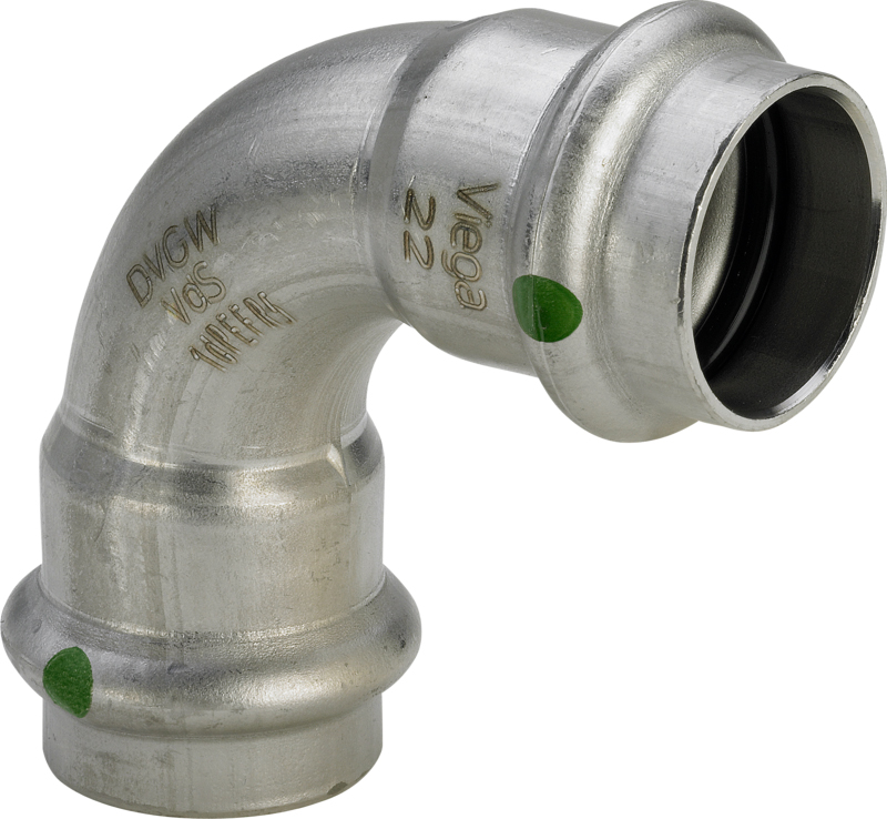 5043807: Sanpress inox bend 90° m/2 muffe 35